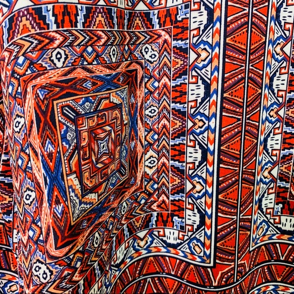 GNW Blouse Long Sleeve Geometric Sheer Red XL - Picture 4 of 6